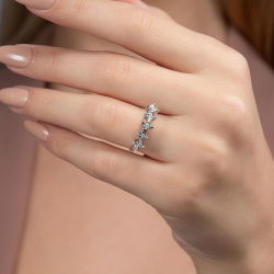 0,05 Karat Efektli Beştaş Pırlanta Yüzük - PR00983 - 4