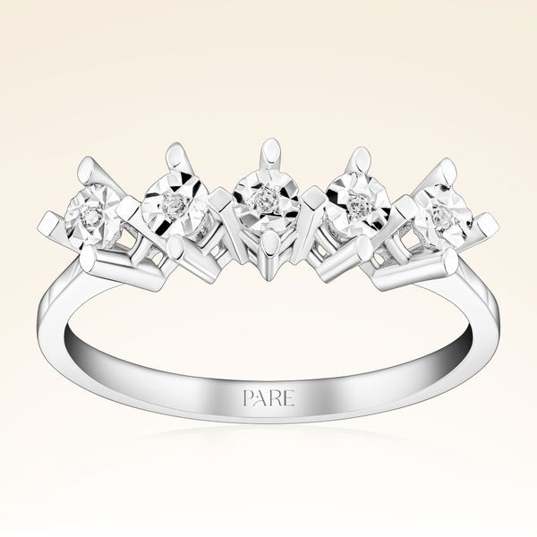 0,05 Karat Efektli Beştaş Pırlanta Yüzük - Pare Pırlanta