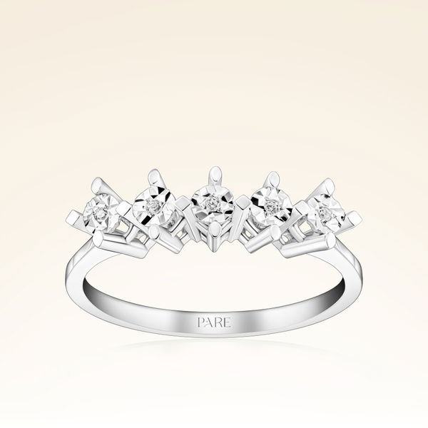 0,05 Karat Efektli Beştaş Pırlanta Yüzük - Pare Pırlanta