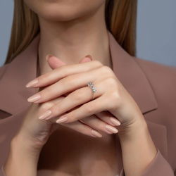 0,05 Karat Efektli Beştaş Pırlanta Yüzük - PR00985 - 3