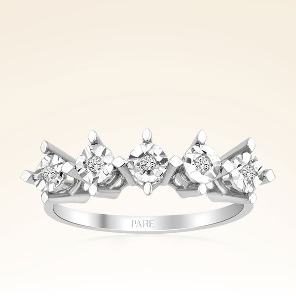 0,05 Karat Efektli Beştaş Pırlanta Yüzük - Pare Pırlanta