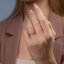 0,05 Karat Tektaş Pırlanta Yüzük - 4