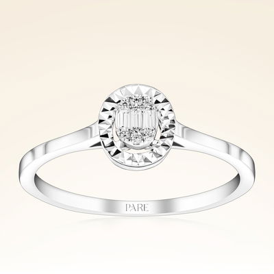 0,06 Karat Efektli Baget Pırlanta Yüzük - Pare Pırlanta