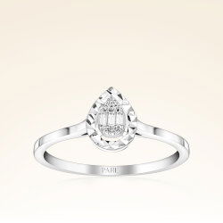 0,06 Karat Efektli Baget Pırlanta Yüzük - 1