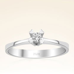 0,06 Karat Pırlanta Kolu Kalpli Tektaş Yüzük - PR01035-8 - 1