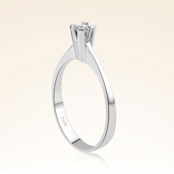 0,06 Karat Pırlanta Kolu Kalpli Tektaş Yüzük - Pare Pırlanta