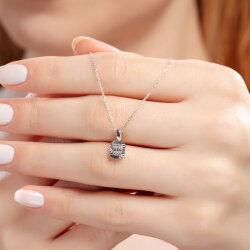 0,07 Karat Baget Pırlanta Kolye - 3