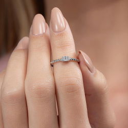 0,07 Karat Baget Pırlanta Yüzük - PR00041 - 4