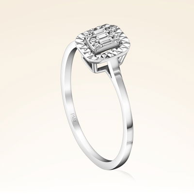 0,07 Karat Efektli Baget Pırlanta Yüzük - Pare Pırlanta