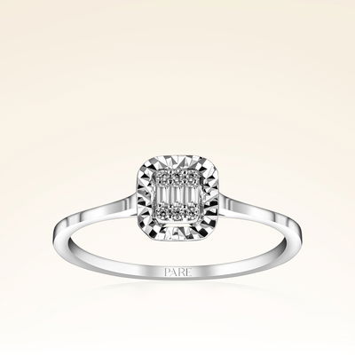 0,07 Karat Efektli Baget Pırlanta Yüzük - Pare Pırlanta