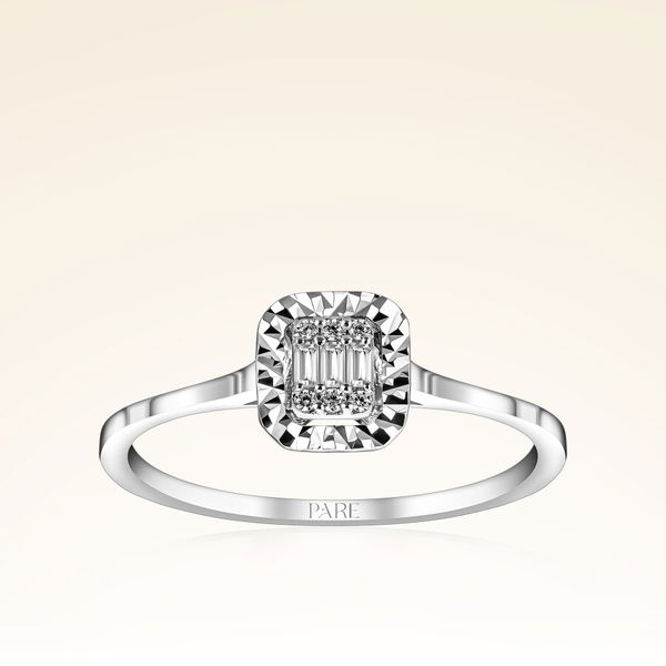 0,07 Karat Efektli Baget Pırlanta Yüzük - Pare Pırlanta