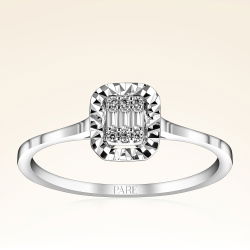 0,07 Karat Efektli Baget Pırlanta Yüzük - 1