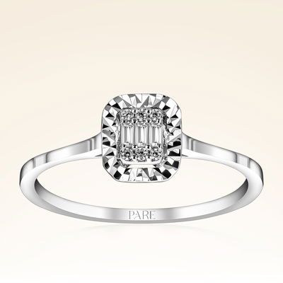 0,07 Karat Efektli Baget Pırlanta Yüzük - Pare Pırlanta