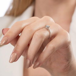 0,07 Karat Efektli Baget Pırlanta Yüzük - 5