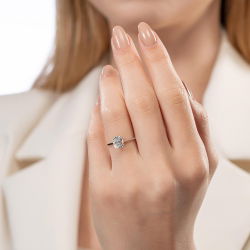 0,07 Karat Efektli Baget Pırlanta Yüzük - 3