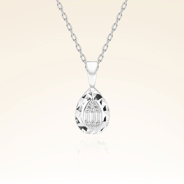 0,07 Karat Efektli Baget Pırlanta Kolye - Pare Pırlanta