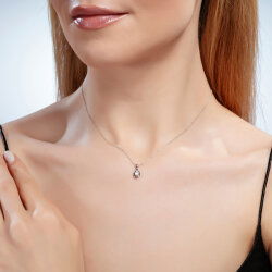 0,07 Karat Efektli Baget Pırlanta Kolye - 2