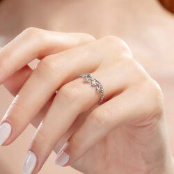 0,07 Karat Pırlanta Taç Yüzük - 4