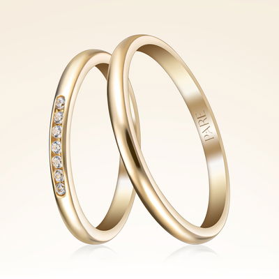 0,07 Karat Gömme Pırlantalı Çift Alyans - Pare Pırlanta