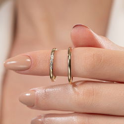 0,07 Karat Gömme Pırlantalı Kadın Alyans - 5