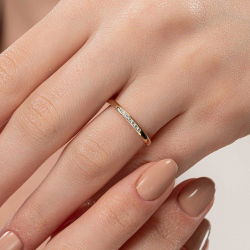 0,07 Karat Gömme Pırlantalı Kadın Alyans - 3