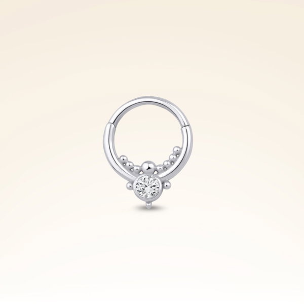 0,07 Karat Pırlanta Helix Taşlı Halka Piercing - Pare Pırlanta