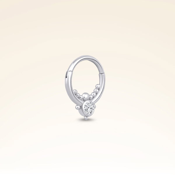 0,07 Karat Pırlanta Helix Taşlı Halka Piercing - Pare Pırlanta