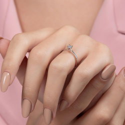 0,07 Karat Tektaş Pırlanta Yüzük - 6