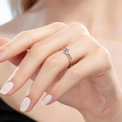 0,07 Karat Tektaş Pırlanta Yüzük - 5