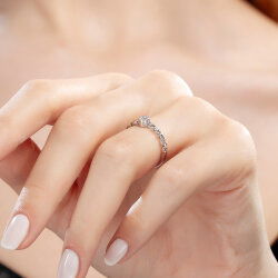 0,07 Karat Zincir Kollu Pırlanta Yüzük - 4