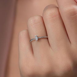 0,08 Karat Baget Pırlanta Yüzük - PR00036 - 4