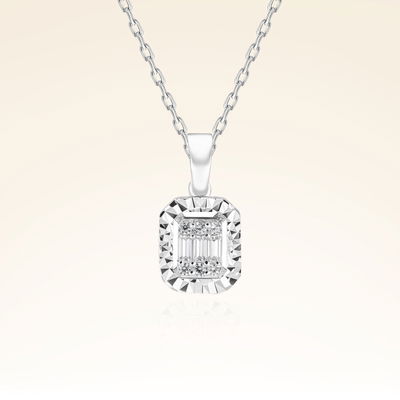 0,08 Karat Efektli Baget Pırlanta Kolye - Pare Pırlanta