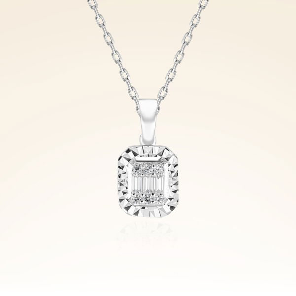 0,08 Karat Efektli Baget Pırlanta Kolye - Pare Pırlanta