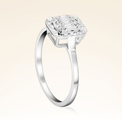 0,08 Karat Efektli Baget Pırlanta Yüzük - Pare Pırlanta