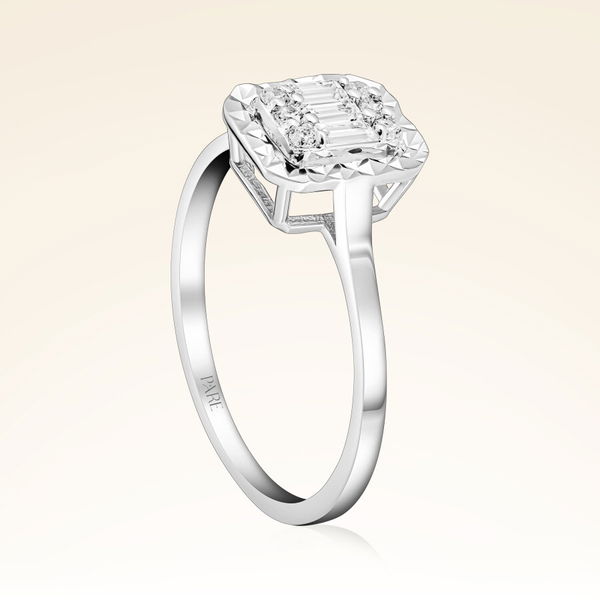 0,08 Karat Efektli Baget Pırlanta Yüzük - Pare Pırlanta