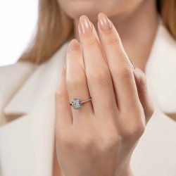 0,08 Karat Efektli Baget Pırlanta Yüzük - 4