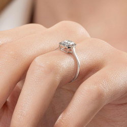 0,08 Karat Efektli Baget Pırlanta Yüzük - 7