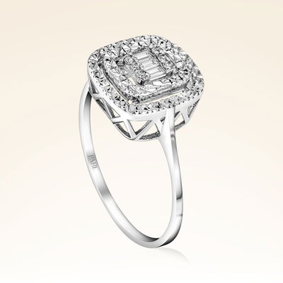 0,08 Karat Efektli Baget Pırlanta Yüzük - Pare Pırlanta