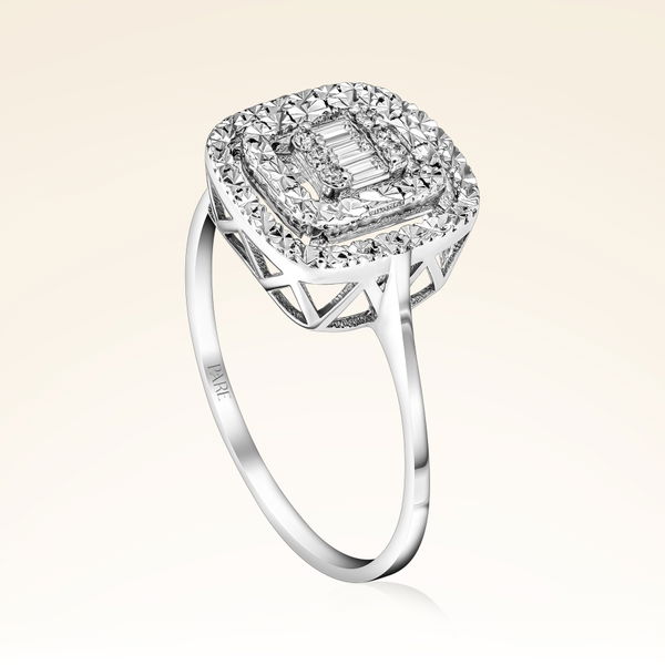 0,08 Karat Efektli Baget Pırlanta Yüzük - Pare Pırlanta