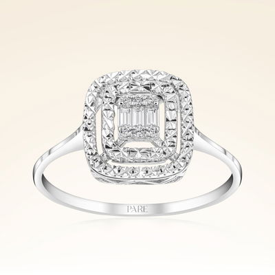 0,08 Karat Efektli Baget Pırlanta Yüzük - Pare Pırlanta