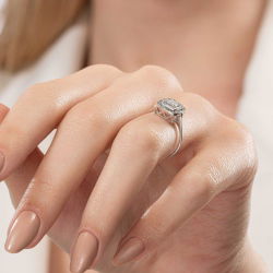 0,08 Karat Efektli Baget Pırlanta Yüzük- PR01080 - 6