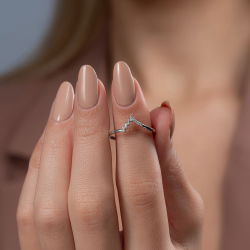 0,08 Karat Pırlanta Baget Taşlı Yüzük - 3