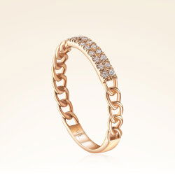 0,08 Karat Pırlanta Zincirli Rose Yüzük - 2