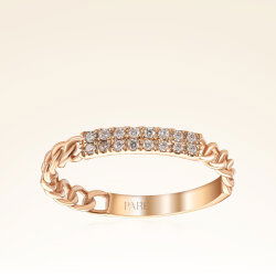 0,08 Karat Pırlanta Zincirli Rose Yüzük - 1