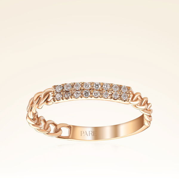 0,08 Karat Pırlanta Zincirli Rose Yüzük - Pare Pırlanta