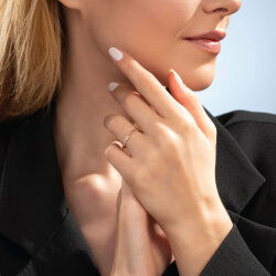 0,08 Karat Pırlanta Zincirli Rose Yüzük - 3