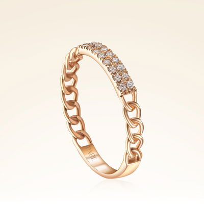 0,08 Karat Pırlanta Zincirli Rose Yüzük - Pare Pırlanta