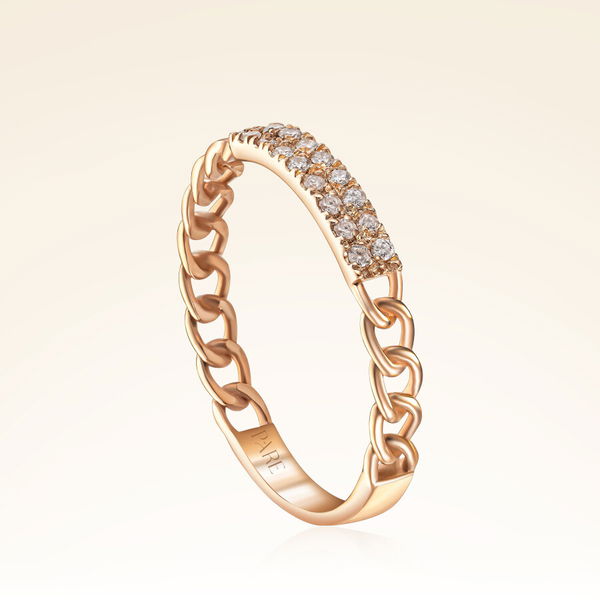 0,08 Karat Pırlanta Zincirli Rose Yüzük - Pare Pırlanta