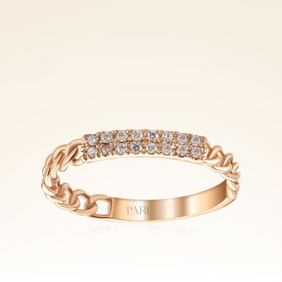 0,08 Karat Pırlanta Zincirli Rose Yüzük - Pare Pırlanta