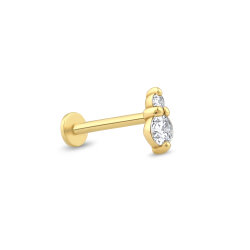 0,08 Karat Pırlanta İki Taşlı Piercing - P0004083 - 2